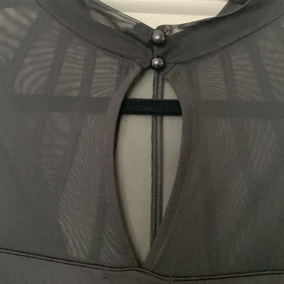 Black Peplum Top with Sheer Front - Picture 4 of 5